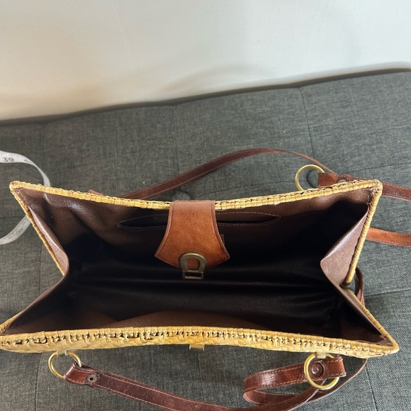 Vintage wicker bag with leather straps Woven Shoulder Bag - Picture 7 of 8